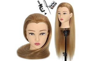 Mannequin Head 80% Human Hair 28“ Cosmetology Manikin Doll Head Mannequin Head for Braiding Hairstylists Cosmetology Students Practice Styling with Free Clamp (blonde)