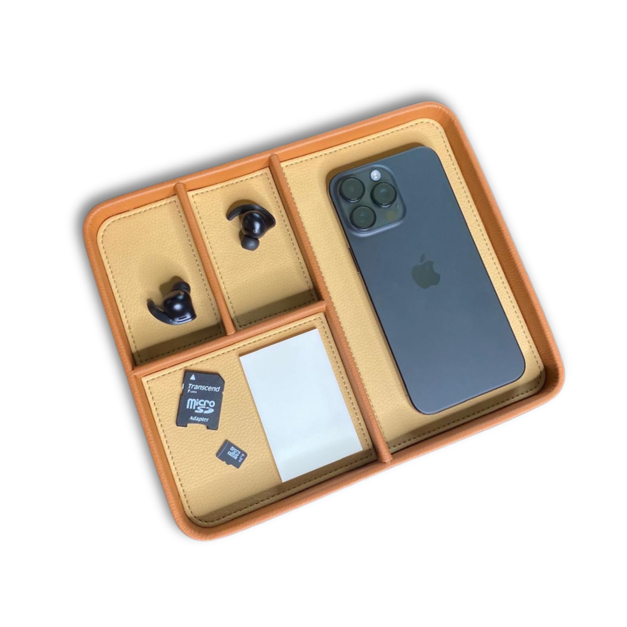 The Chill Tray - Desk Organiser Valet Tray - Premium Vegan Leather, EDC Catchall, Versatile Storage, Phone, Jewellery, Office Accessories, Keys, Watch, Bedside Table Caddy (Tobacco & Tan)