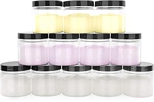 Healthy Packers® Small Plastic Jars with Lids 4 oz, 12-Pack - Clear Plastic Jars with Screw-On Tops for Slime, Crafts, Body B
