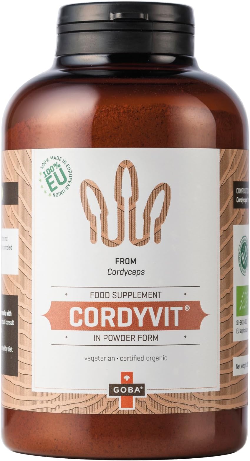 Goba CordyVit® Organic Cordyceps Mushroom Powder (250 g) [Cordyceps sinensis, 100% made in EU] Tausendkraut