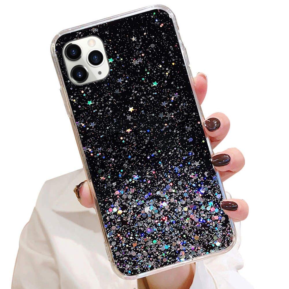 LCHULLE Compatble With iPhone 11 Case,Glitter Paillette Case Sparkle Bling Protective Cover for Women Girls,Clear TPU Bumper Silicone Shockproof Back Case Cover for iPhone 11,Black โ image 1