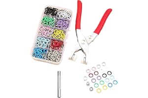 FANBODTA 100 Sets Metal 9.5mmSnaps Buttons, Five Claw Buckle Installation Plier Tool Set, Seam Free Invisibility Snap Fastener Plier Tool, Metal Prong Snaps Buttons for Clothing Leather Crafting Sewing