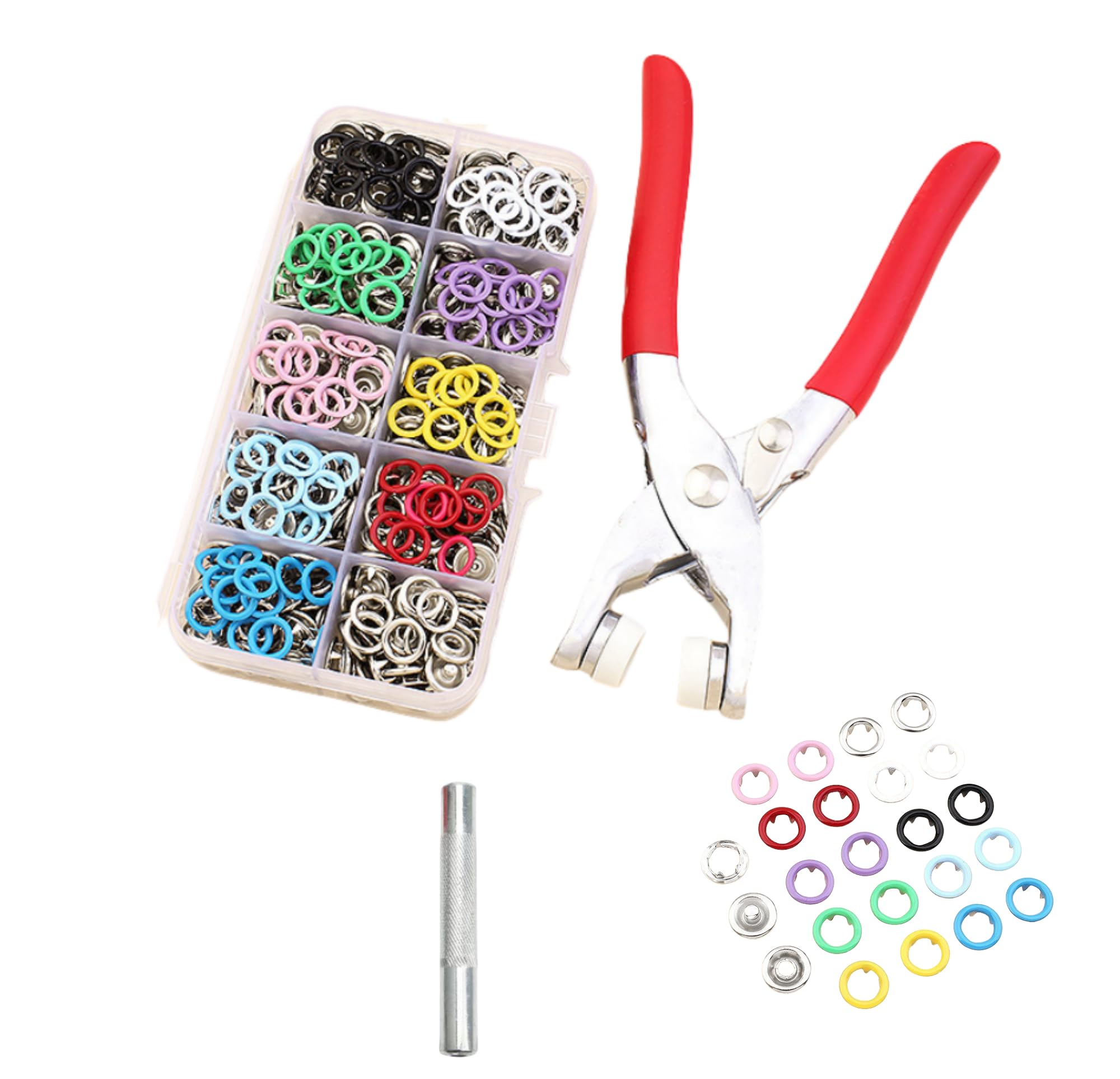 Photo 1 of 100 Sets Metal 9.5mmSnaps Buttons, Five Claw Buckle Installation Plier Tool Set, Seam Free Invisibility Snap Fastener Plier Tool, Metal Prong Snaps Buttons for Clothing Leather Crafting Sewing