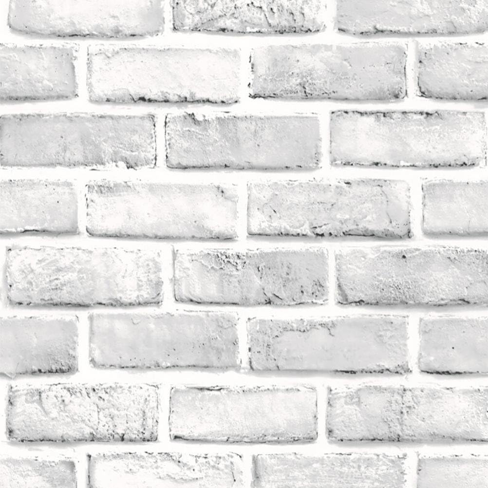 3D Brick Stone Wall paper, Simulation White Brick Pattern Wall Stickers, Rustic Effect Self- Adhesive Wallpaper Home Decor