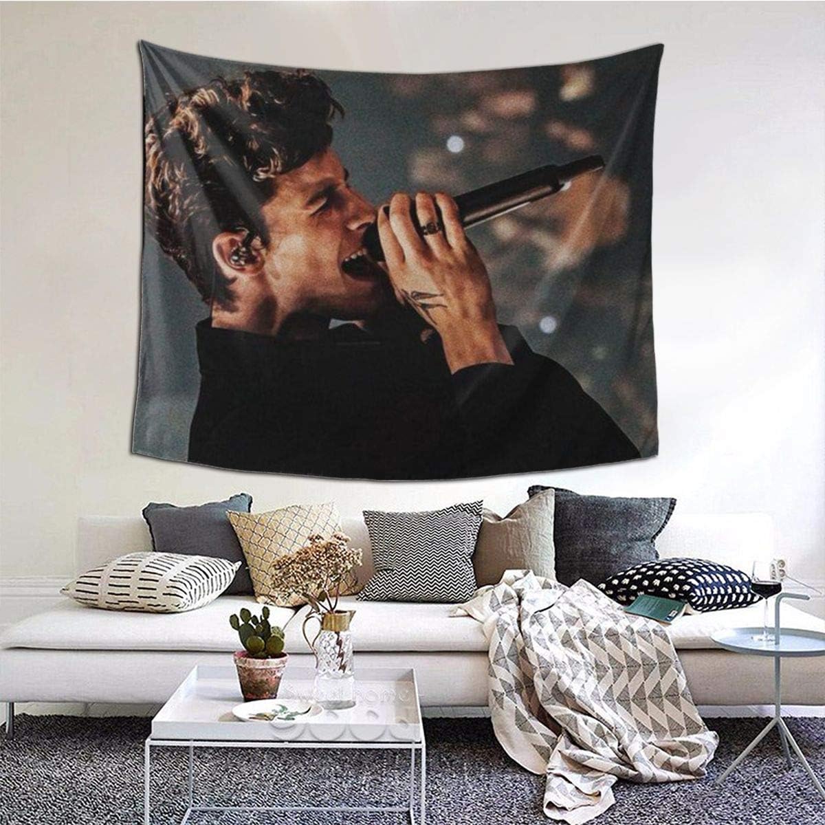 Sha-wn Men-des Tapestry Wall Hanging Tapestries 3D Printing Blanket Wall Art For Living Room Bedroom Home Decor 60x51in