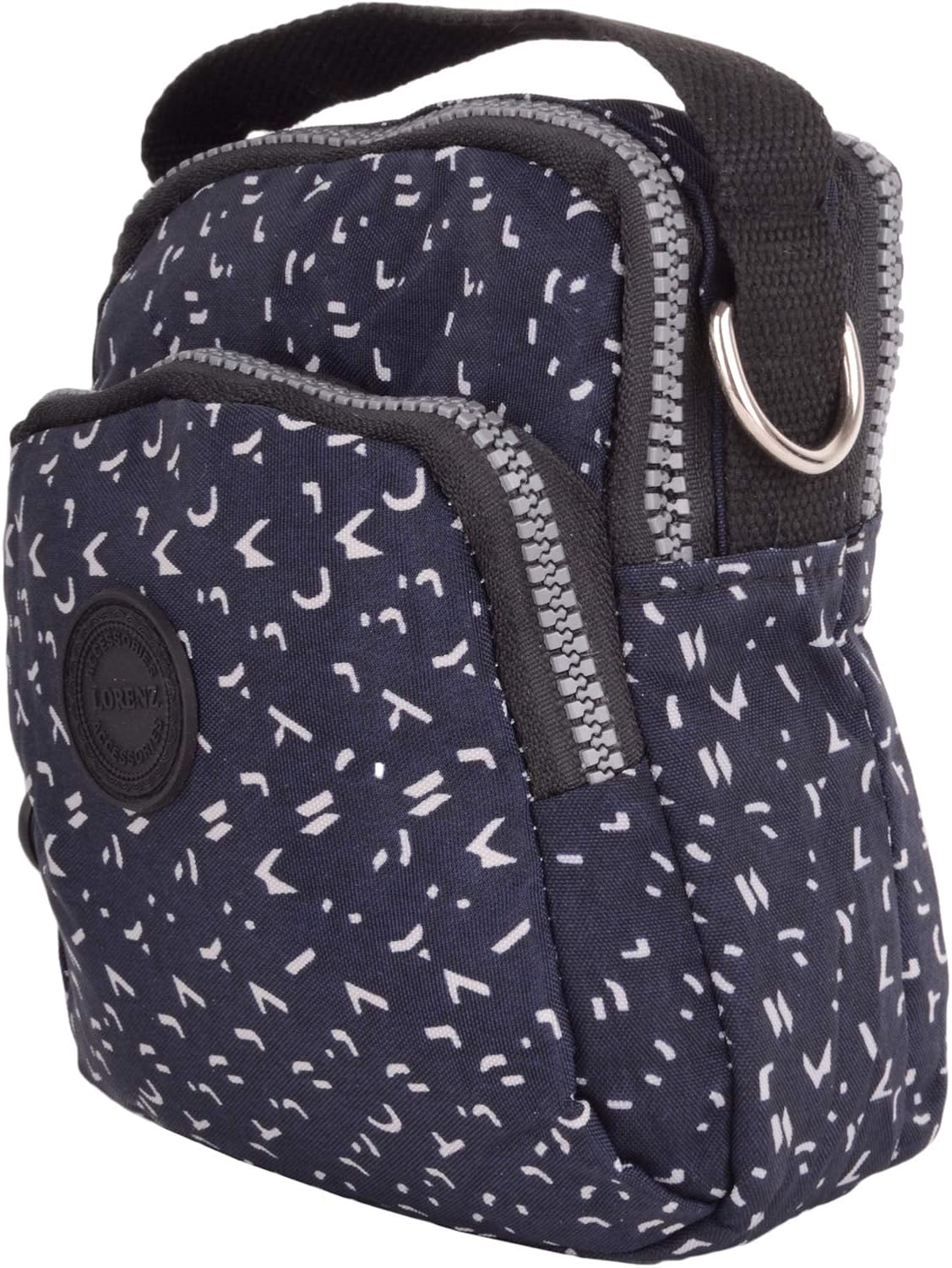 Valita Womens Compact Travel Triple Feature Cross Body Shoulder Bag Detachable Strap - Navy/Beige - Image 5