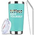 ATHAND Love Yourself | 20 oz Insulated Stainless Steel Coffee Tumblers with Lid & Straw | Inspirational Tumbler