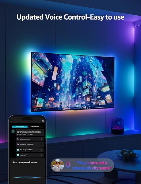 LEPRO S1 AI LED STRIP LIGHTS FOR BEDROOM – 65.6FT SMART RGB LIGHT STRIPS WITH IC AND RAINBOW CHASING EFFECTS, COLOR SEGMENT DIY, PERSONALIZED AL LIGHTING DESIGNER, NO REMOTE, 2.4G WI-FI & BLUETOOTH