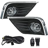 WFLNHB LH+RH Fog Lights Assembly Replacement for 2016-2018 Nissan Altima 4-Dr Clear Lens with Bulbs + Front Bumper Bezel + Wiring Harness + Switch Kits Front Bumper Driving Lamps Fog Lights Assembly