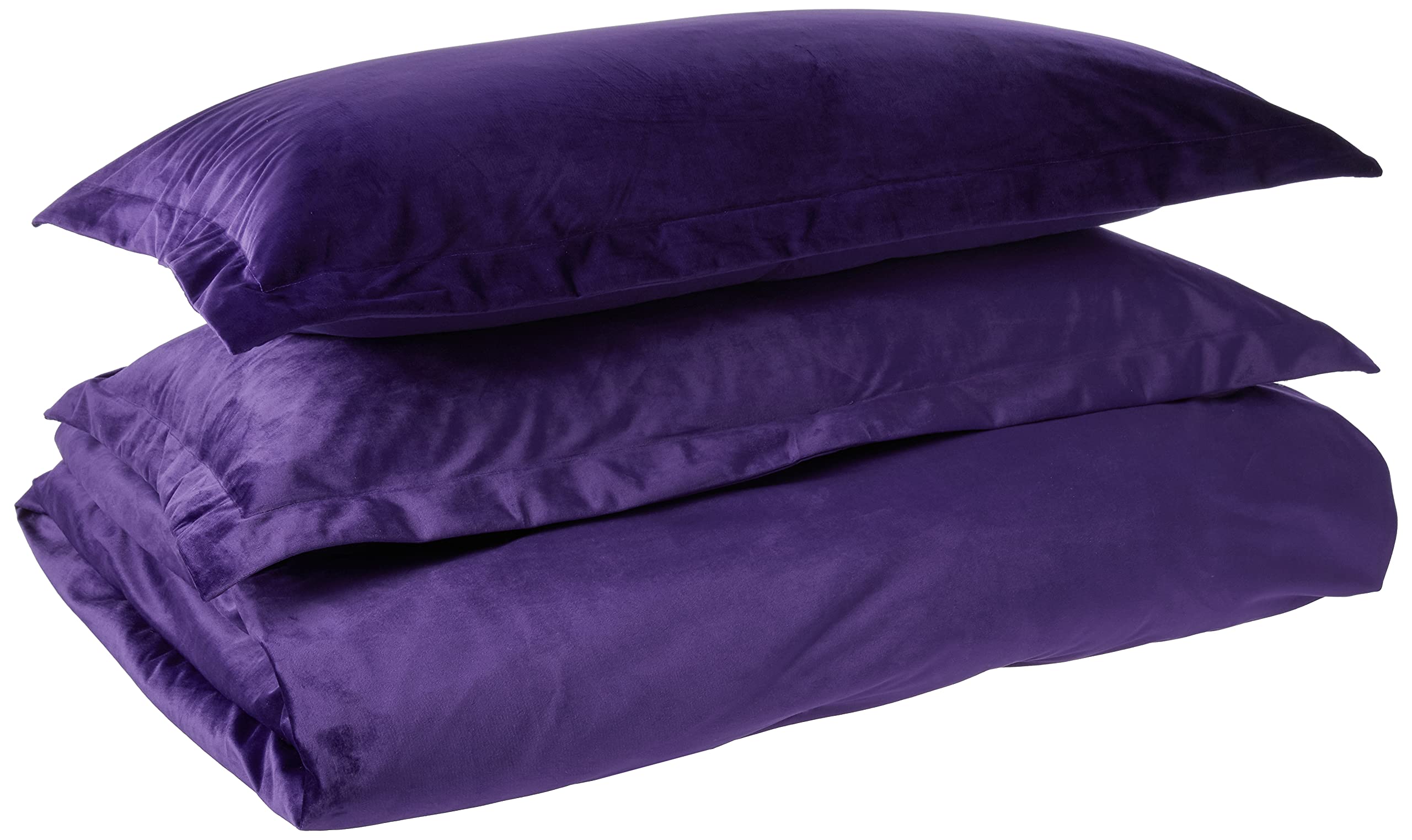 Tribeca Living Velvet Duvet Cover King Oversized 3 Piece Set with 2 Shams, 260-GSM Luxury Plush Velvet Duvet Cover with Microfiber Reverse in Venice Purple Color