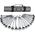 Ratchet Wrenches Set,Standard Combination Ratcheting Wrench Set, SAE & Metric, 22-piece, 72-Tooth Long Open End,1/4" to 3/4" & 6-18mm, CR-V Steel, Organizer With Tool Roll Bag, Mechanic Tools Sets