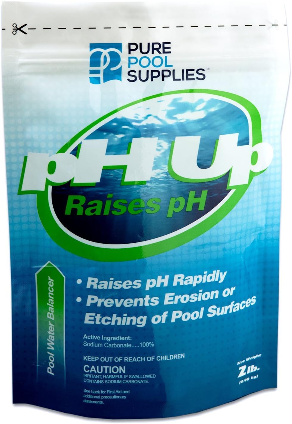 Pure Pool Supplies pH Up 2 Lbs. (pH Increaser pH Plus Soda Ash Sodium Carbonate) Pool Spa Balancer