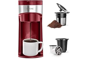 SIFENE Mini Single Serve Coffee Maker, 2-in-1 Portable Drip Machine for K-Pods & Ground Coffee, Fast Brew, Auto Shut-Off, Eas