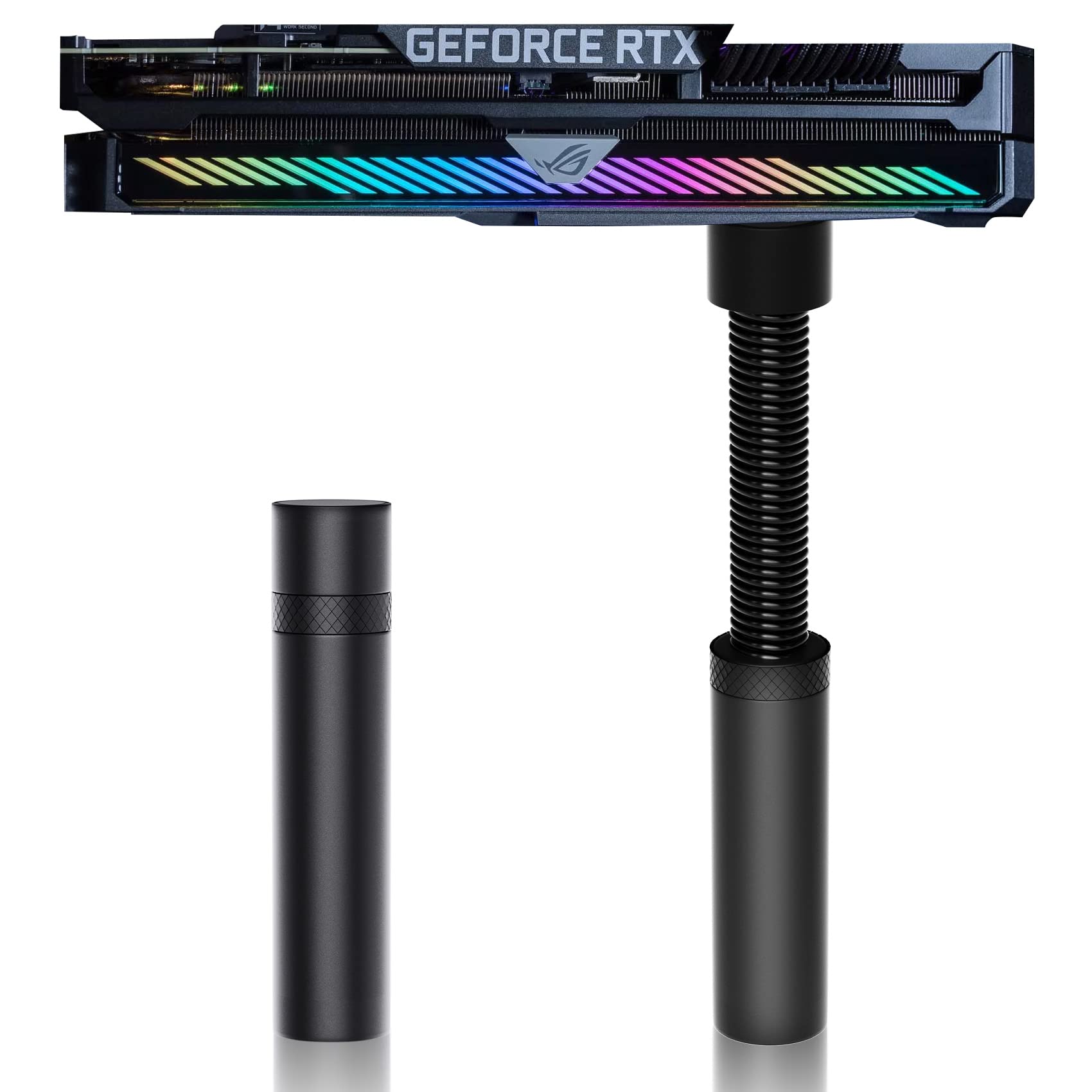 Photo 1 of Aivalas GPU Support Bracket, Graphics Video Card Brace with Height Adjustable, Anti Sag Holder for Universal Graphics Card Sag, GPU Stand with Magnet and Rubber Pad (Black)