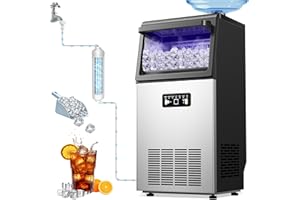 AMADVI Commercial Ice Maker Machine 100LBS/24H with 20LBS Storage, Stainless Steel Under Counter Ice Maker 36Ice/Cycle with 2 Water Inlet Modes,Self-Cleaning for Homes,Bars,Restaurants