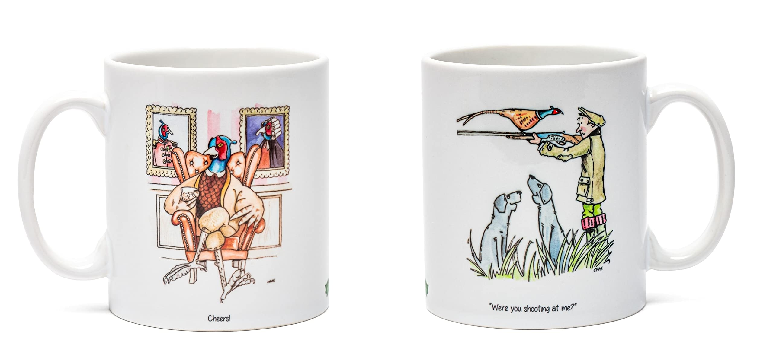 Farm Cottage Brands Game Shotgun Shooting Mug Featuring Our were You Shooting at me ? and Cheers Pictures. Dishwasher and Microwave Safe (AC071)