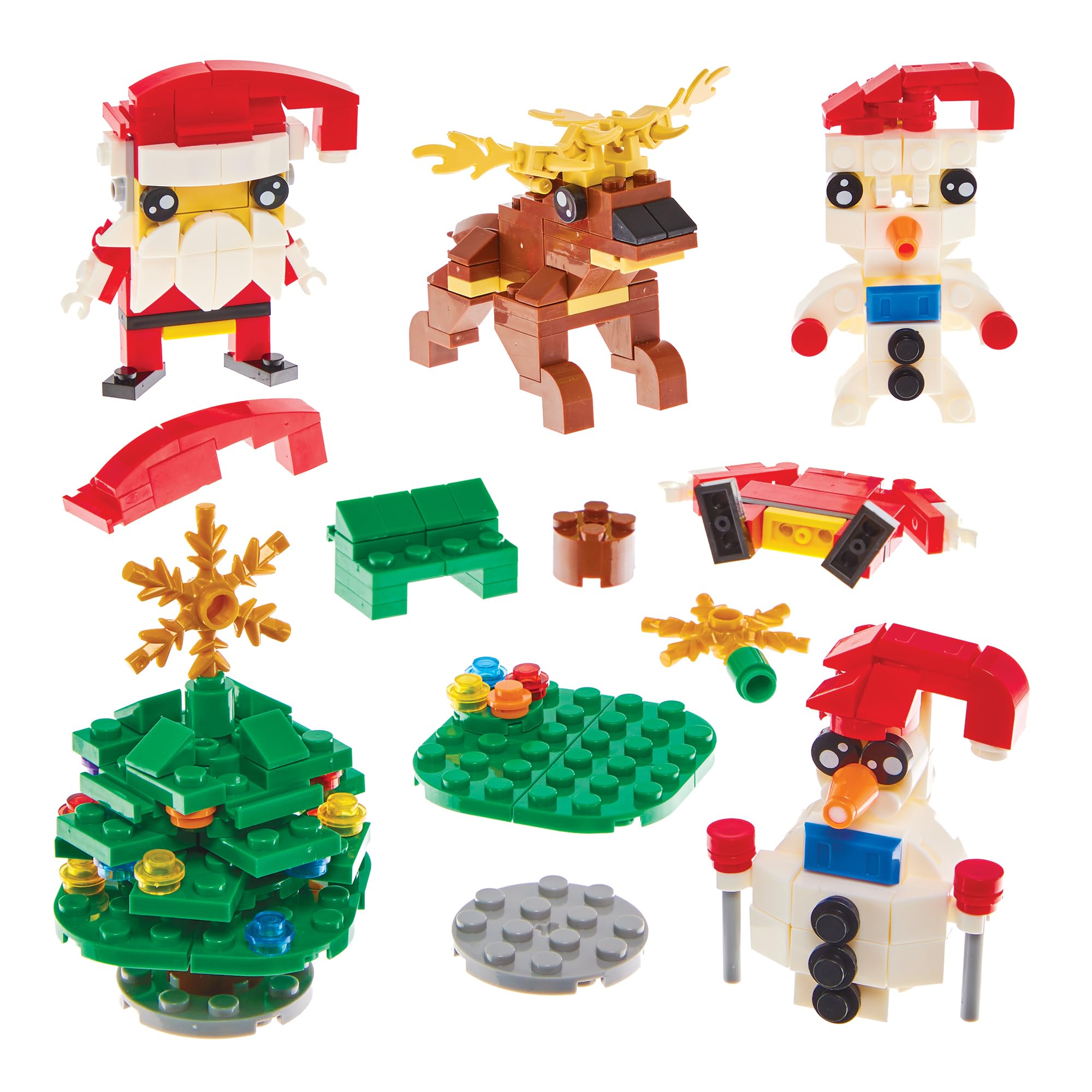 Baker Ross FX925 Christmas Building Brick Kits - Pack of 4, Christmas Party Bag Fillers and Stocking Fillers for Kids