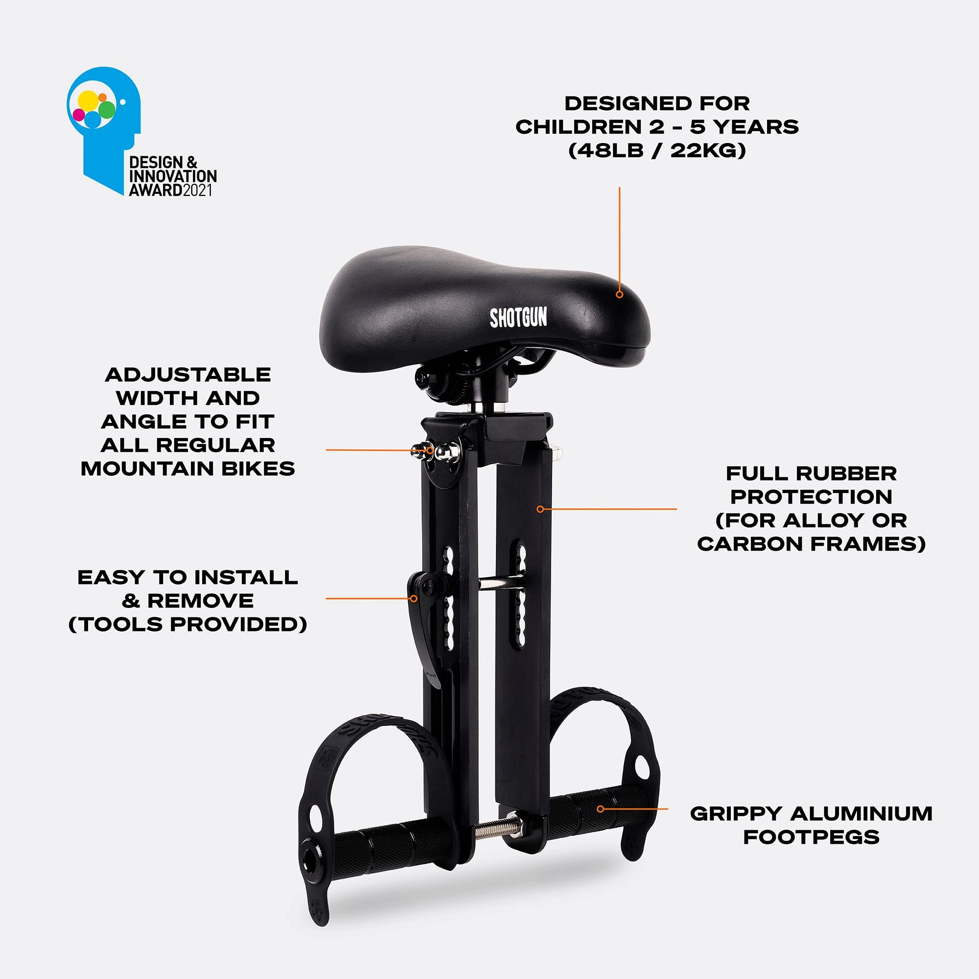 Kids Ride Shotgun - Child Bike Seat & Handlebar Combos - Front Mounted, for Children Aged 2~5 Years, Fits Most Adult Modern Mountain Bikes, Adjustable for Comfort