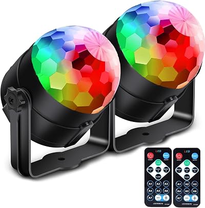 CATPOWER Pack of 2 Disco Lights 3W RGB USB 5V Remote Rotation 4M Cable