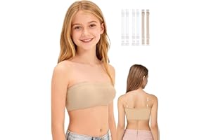 iMuchic Girl Bandeau Bra - Multifunction Seamless Wireless Elastic Bras with Adjustable Replace Clear Straps and Solid Strap
