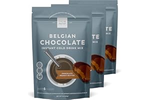 Cocoa Metro Classic Belgian Chocolate Milk Cold or Hot Drink Mix (3 Pack), European Hot Drinking Chocolate Flavor, Organic Hot Chocolate Mix - Non-GMO, No Carrageenan, Gluten Free (3 Pack, Peanut Butter Chocolate)