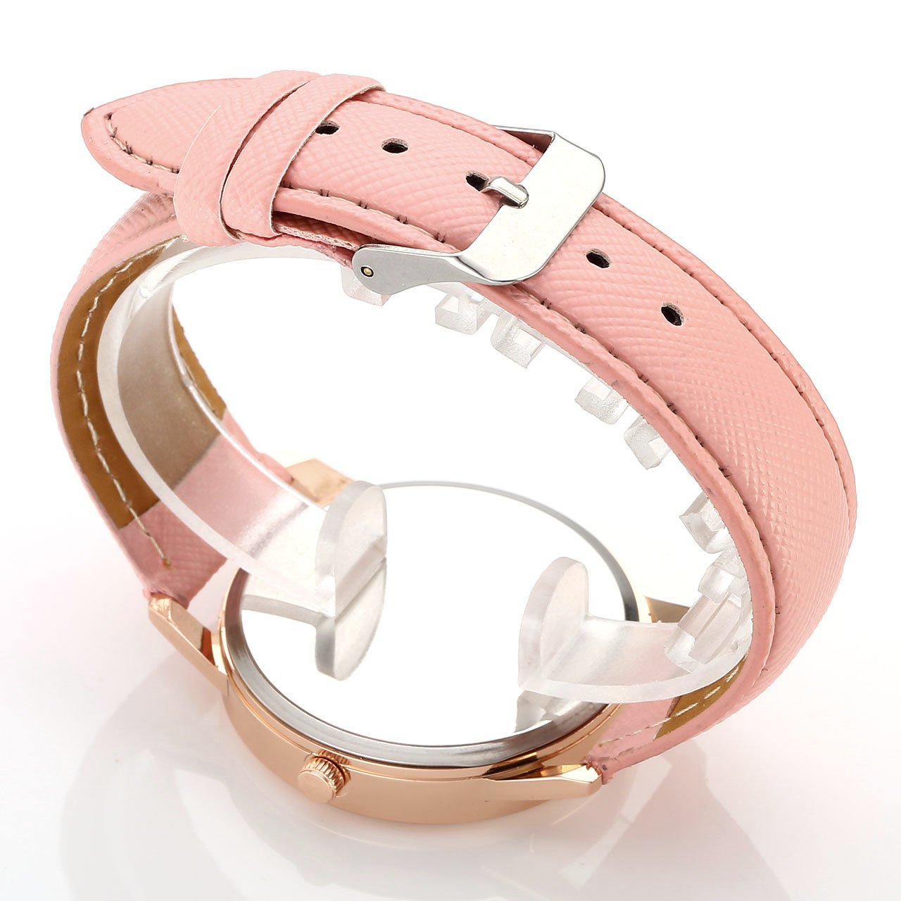 JSDDE Uhren,Fashion Cute Candy Farbe Damen Armbanduhr Sternenhimmel Farbverlauf Kleid Uhren PU Lederband Quarz Uhr,Pink