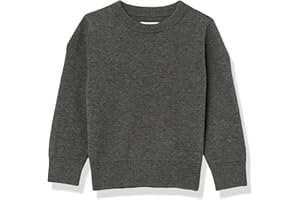 �鶹�� Essentials Boys' Uniform Cotton Crewneck Sweater, Charcoal Heather, X-Small