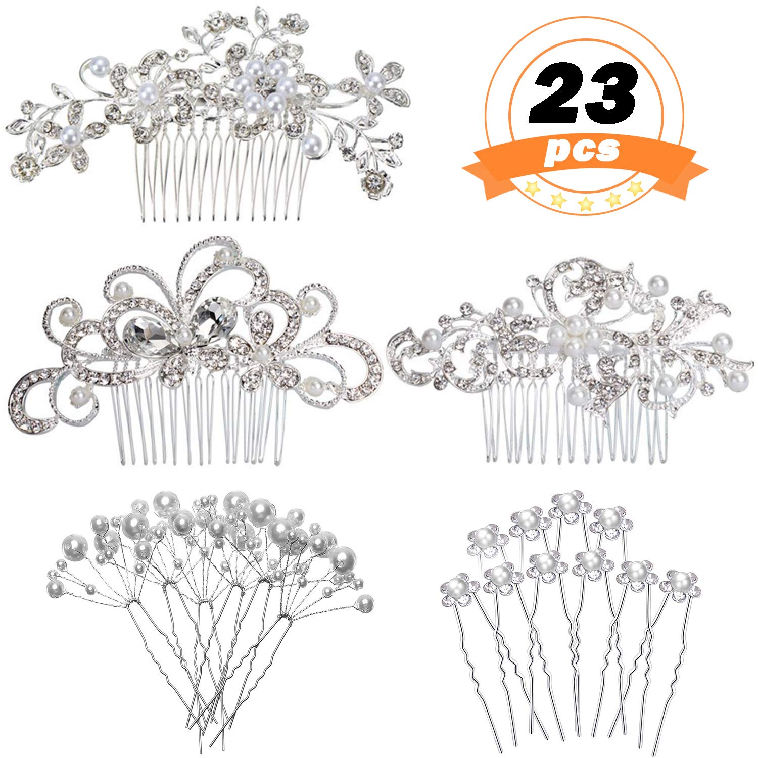 Amazon Com Revew 23 Pcs Wedding Hair Comb Bridal Hair Accessories