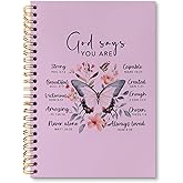huester Christian Planner 2026, Inspirational Christian Butterfly Church Notes Notebook Journal for Women, God Says You Are Bible Scripture Purple Journal Notebooks for Note Taking, Bible Journaling Hardcover Paper Spiral Notebook, 5.5x8.3 Inch
