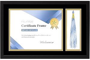 Melannco 18.8x12.1 Inch Black Wood Diploma Frame With Tassel Holder- Frame Displays One 8.5x11 Inch Certificate and One Tassel