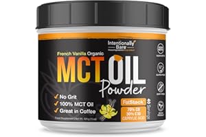 Intentionally Bare MCT Oil Powder French Vanilla MCT Coffee Creamer - C8 MCT Oil Powder for Energy & Metabolism - No Grit Keto Energy Blend Excellent in Baking, Shakes & Creamer for Coffee - 40 Ser
