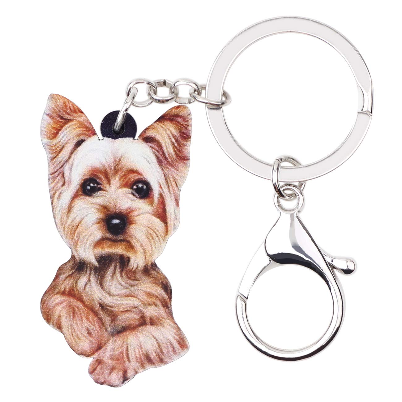 BONSNY Acrylic Cute Yorkshire Terrier Keyring Dog Keychain For Women Girl Key Bag Charm Gift (Brown)