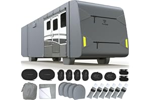 Fonzier 7 Layers Heavy Duty Class A RV Cover for 34'1"-38' Motorhome Anti-UV, Rip-Stop, Weatherproof, with 2Pcs Extra Straps & 4 Tire Covers