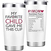 Abledn Christmas Gifts for Mom - My Favorite Child Gave Me This Cup - Birthday Gifts for Moms, Mother from Daughter Son - 20 Oz Tumbler White
