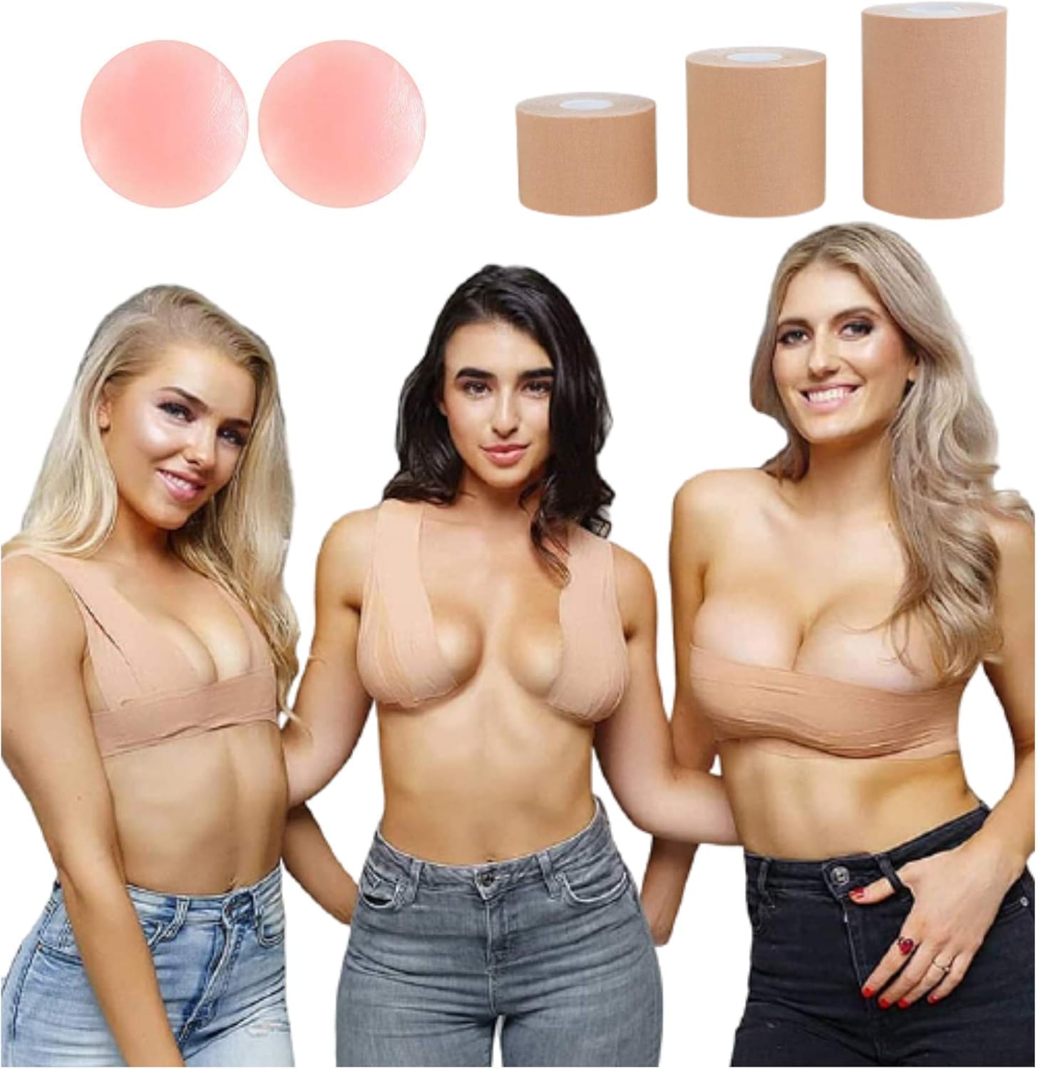 Boob Tape Large Breast Lift Wider Ddd Bra Adhesive Small Bob Cleavage Kim Kardashian Invisible Instant Push Up Booby Tit Kt At Amazon Women S Clothing Store
