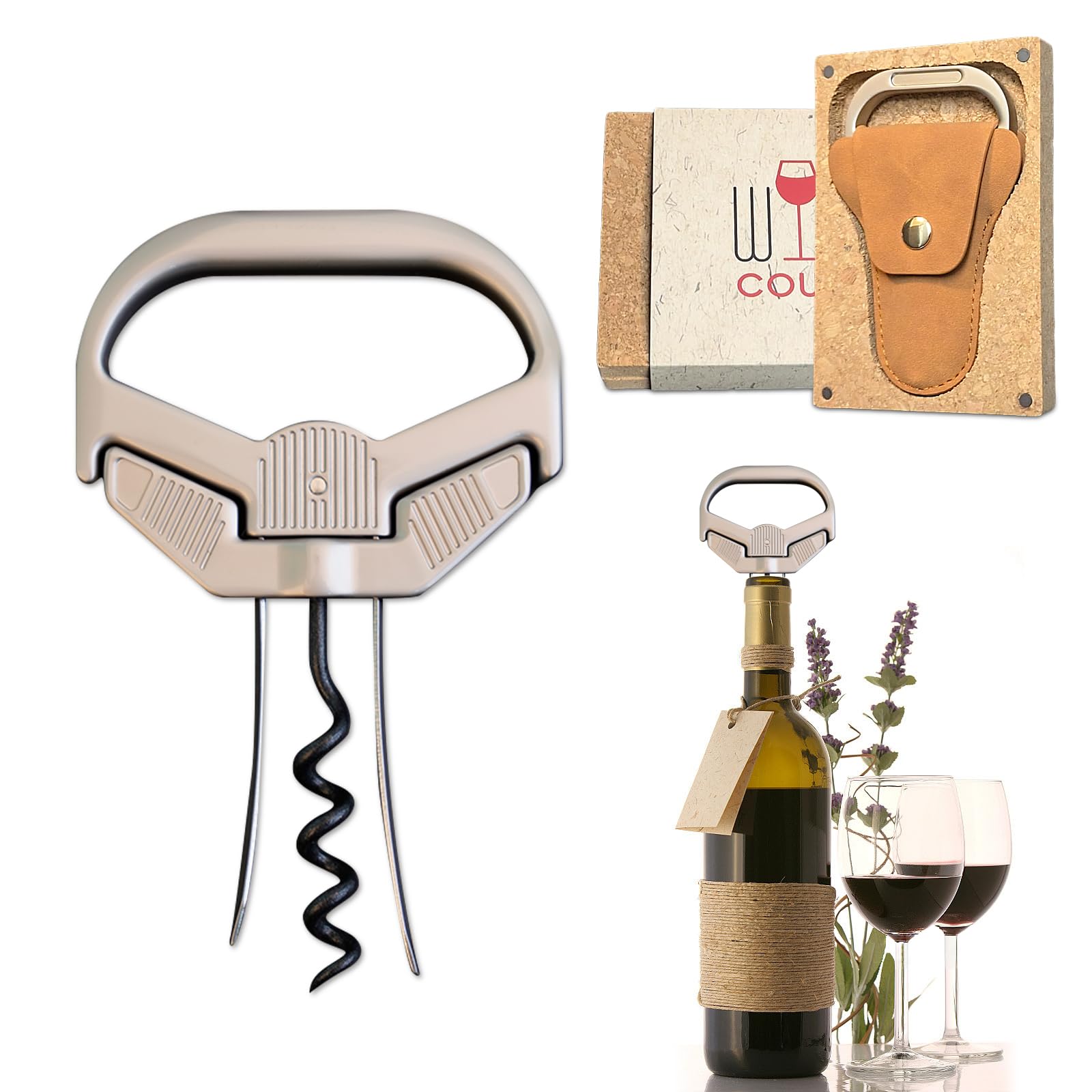 OHAANYY Corkscrew, 3 in 1 Ah So Wine Opener & Two Prong Bottle Corker Remover,ah-so Wine Opener Can Remove The Older and Fragile Wine Corks so Easy for Connoisseurs to Uncork (Classic)