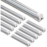 Barrina LED Shop Light, 8FT 72W 9000LM 5000K, Daylight White, V Shape, Clear Cover, Hight Output, Linkable Shop Lights, T8 LE