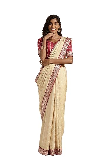 Womens Jacquard Jacquard Saree With Blouse Piece