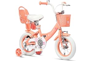 Glerc Maggie Girls Bike, 12-20 Inch Kids Bike for 2-13 Years Old Children, Princess Style Kids Bicycle with Doll-Seat & Basket & Training Wheels, Multiple Colors