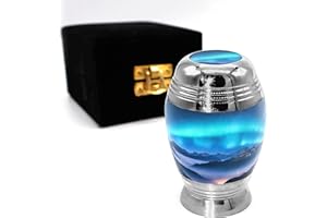 COMMEMORATIVE CREMATION URNS Aurora Borealis Cremation Urn for Ashes for Women - Personalized Cremation Urns for Human Ashes Adult Female Decorative Urns - Beautifully Handcrafted Small Urn for Ashes for Women