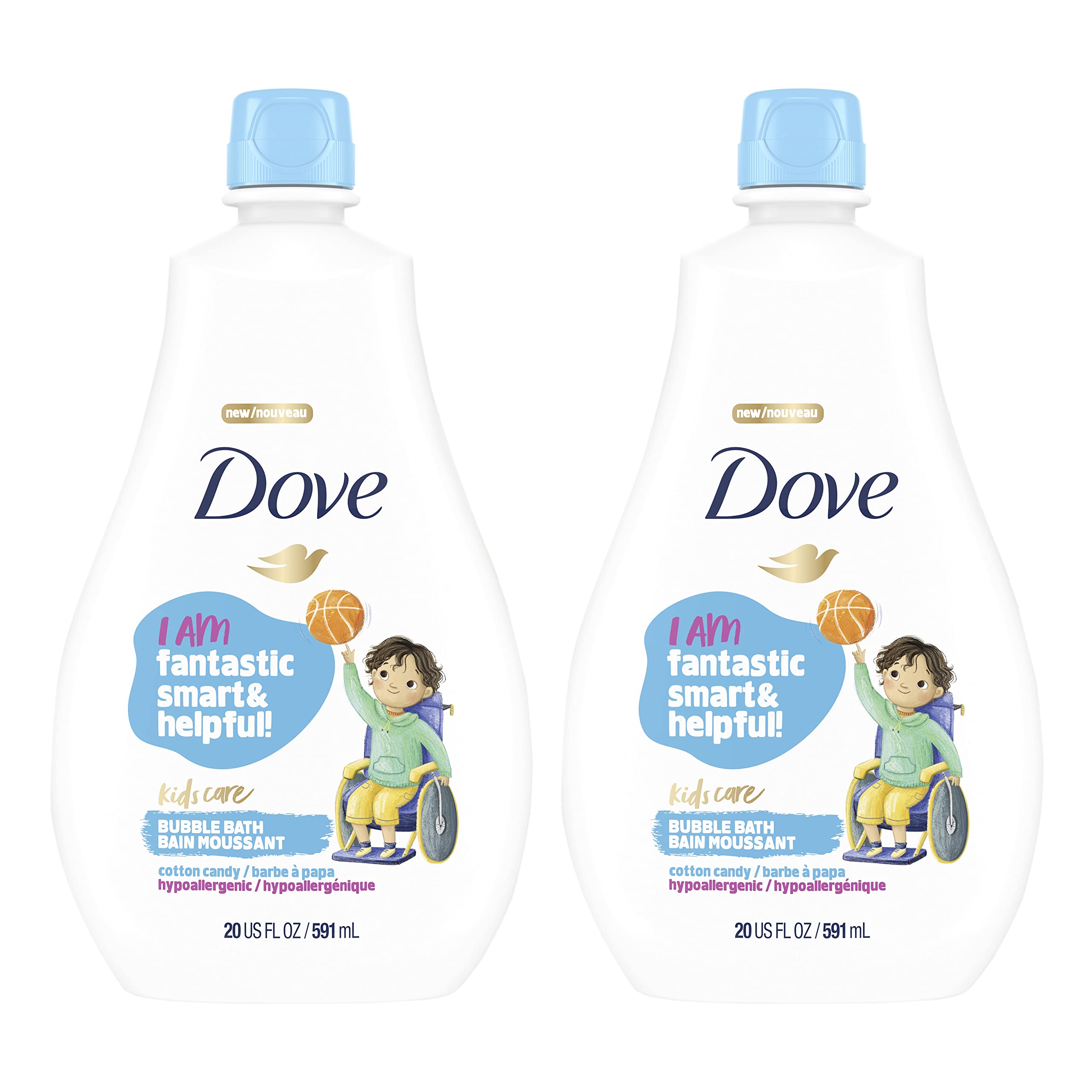 Dove Kids Care Cotton Candy hypoallergenic skin care Fantastic Bubble Bath for delicate children's skin 2x 591ml