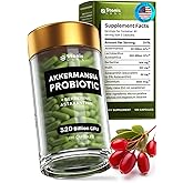 Akkermansia Muciniphila Probiotics 320 Billion CFU| Probiotic and Prebiotic | Akkermansia Probiotics for gut health | Inulin Prebiotic Fiber Capsules Astaxanthin & Berberine & Chromium | 120 capsules