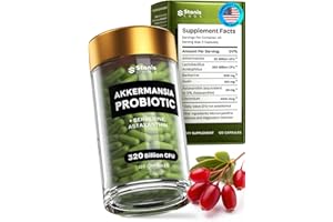 STANIS LABS Akkermansia Muciniphila Probiotics 320 Billion CFU| Probiotic and Prebiotic | Akkermansia Probiotics for gut health | Inulin Prebiotic Fiber Capsules Astaxanthin & Berberine & Chromium 120 count