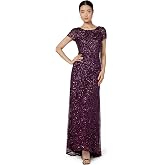 Adrianna Papell Women's Scoop Back Long Dress | Floor Length Sequin Gown with Scoop Back &amp; Glamorous Train Detail