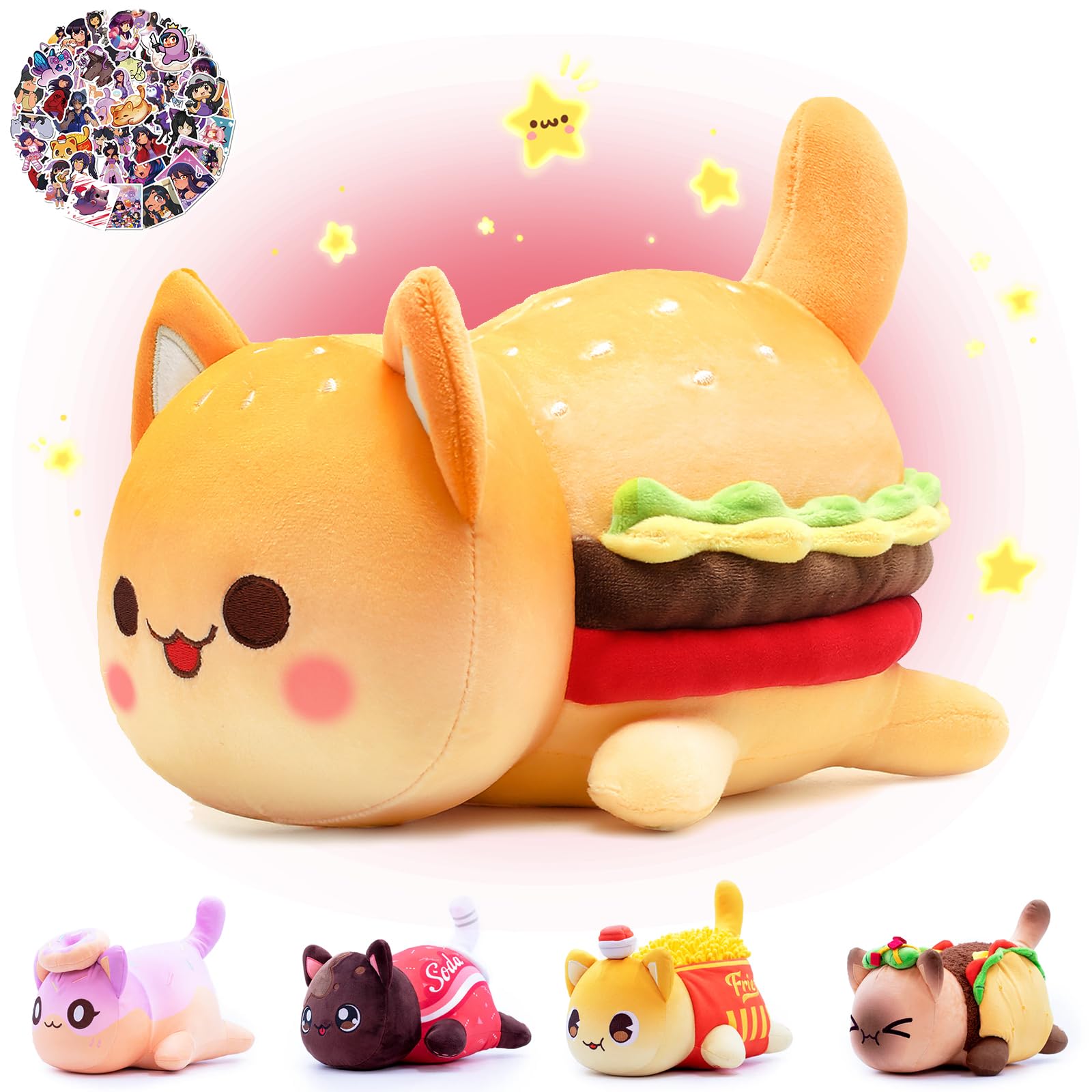 KOWSI 61PCS 11inches Cheeseburger Cat Plush
