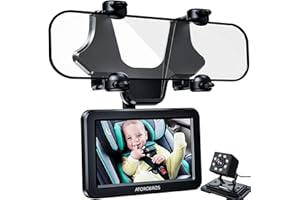 Baby Mirror for Car, ATOROBROS Baby Car Camera for Rear-Facing Seat with 4.3'' HD Display, Upgrade 360° Rearview Mirror Displ