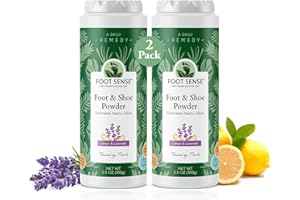 FOOT SENSE All Natural Foot & Shoe Powder, Foot Deodorant, Talc-Free, Odor Eliminator, Disinfects & Deodorizes, Long-Lasting up to 6 Months Safe for Men, Women, Kids, Athletes, 100g (2 Pack)