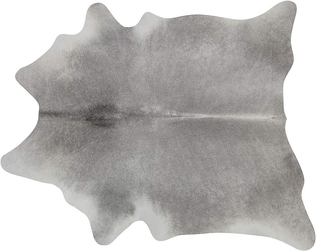 | Genuine Cowhide Rug, Brazilian Cowskin, Solid Color, Grey, Spotted Hide, Western Home Decor, Premium Quality, Living Room Accessories, (XX-Large) 8 x 6 ft (Grey)