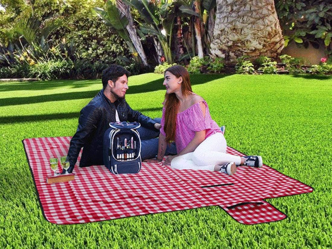 Extra Large Picnic Blanket [2 Pack] | Oversized Beach Blanket Sand Proof | Outdoor Accessory for Handy Waterproof Stadium Mat | Water-Resistant Layer Outdoor Picnics | Camping on Grass and Portable: Kitchen & Dining