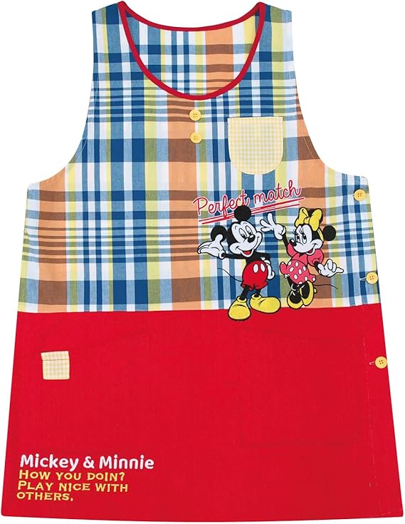 Amazon Co Jp キャラクターエプロン ミッキーマウス ミニーマウス ディズニー 保育士 保育園 幼稚園 サイドボタン 刺繍 アップリケ タオル生地 服 ファッション小物